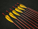 Hand Fletched Target Point Arrows - Red / Yellow (30 - 35# @ 31") (Set of 12)