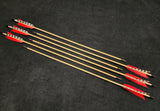 Hand Fletched Target Point Arrows - Natural / Red (40 - 45# @ 31") (Set of 6)