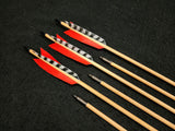 Hand Fletched Target Point Arrows - Natural / Red (40 - 45# @ 31") (Set of 6)