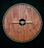 Standard - Viking Round Shield - Stained With Leather Tacked Edge