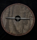 Standard - Viking Round Shield - Stained With Leather Tacked Edge