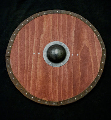 DAC Handmade - Viking Round Shield - Stained With Leather Tacked Edge