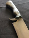 Custom - Bowie Knife with Blue Tooled Sheath - Large