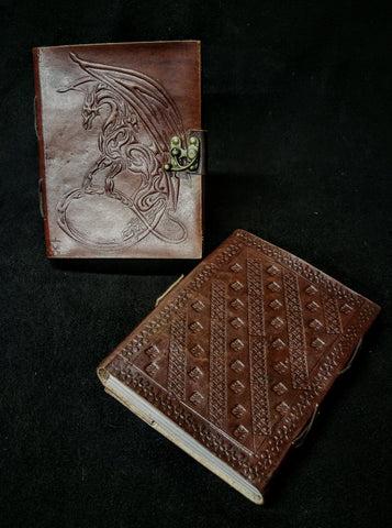 Large Dragon Etched Leather Book